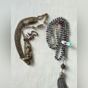Elegant Multi-Chain and Beaded Necklace Set (2 pc)
